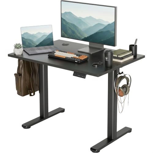 Claiks Electric Height Adjustable Standing Desk, 40x24 Inch, Deep Black | Smooth Height Adjustment, 3 Memory Presets, Cable Management Hub&Hook, Stable Steel Frame, 176lbs Capacity, Easy Assembly - color: Deep Black, size: 40