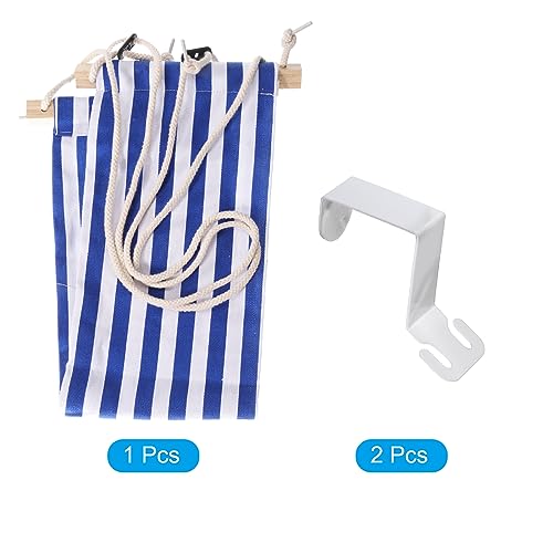 PATIKIL Foot Hammock Under Desk, Adjustable Foot Rest Sling with Hooks Portable Desk Footrest for Airplane Travel Home Office, Blue White Style 1 - color: Blue