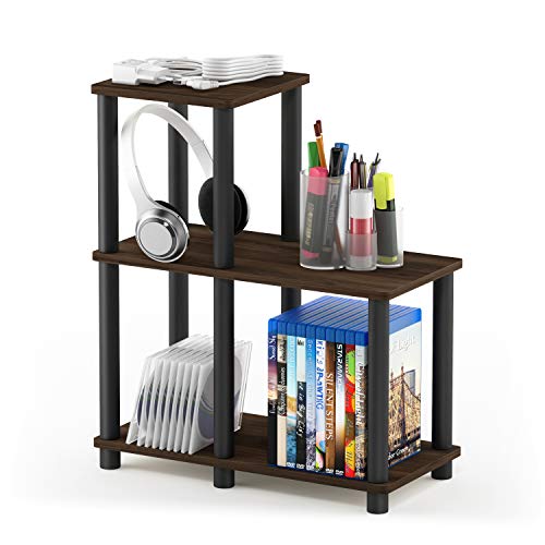 Furinno Turn-N-Tube Accent Decorative Shelf, Columbia Walnut/Black | Open Frame Design Book Shelf, 3-Cube Corner Shelf, Open Shelves, Living Room, Garage, Home Office - color: Columbia Walnut/Black