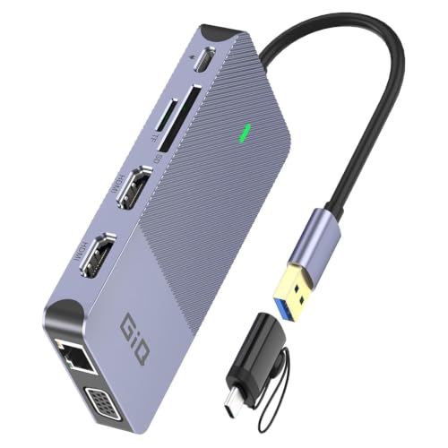 USB 3.0 Docking Station Dual Monitor,2*HDMI HUB Displaylink Dock for Laptop - color: Gray