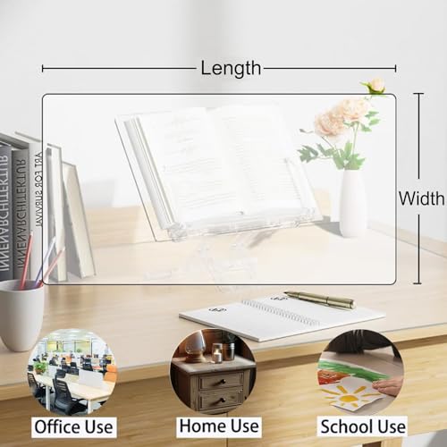 AHWEKR 16x26 Inch Frosted PVC Office Writing Desk Protector Plastic Crystal Tabletop Protector Rectangle PVC Vinyl Laptop Desk Waterproof Plastic Desk Mat for Computer Desk Keyboard Pad