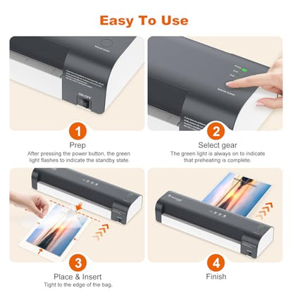 Bonsaii Laminator, 13 Inch 7-in-1 Thermal Laminator Machine with Never Jam Technology, with 40 Laminting Sheets for Home, Office, and Classroom Organization Supplies | 7-in-1 with trimmer & corner rounder, 3 heat modes (3/5mil/photo), 4-min preheat, fit 1