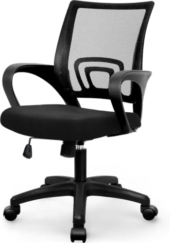 NEO CHAIR Office Computer Chair Ergonomic Mid-Back Desk Chair, Mesh Black | Breathable Mesh Back with Lumbar Support, Height Adjustment, Smooth Rolling Casters for Home Office, Study or Gaming Setup - color: Mesh Black