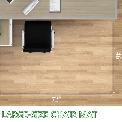 100pointONE Large Office Chair Mat for Hardwood Floor - 46" x 72" Clear Floor Protector Mat for Rolling Chair on Hardwood, Easy Glide Desk Chair Mat for Home & Office - color: Fully Transparent, size: 46" x 72" Rectangular