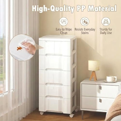 Storage Cabinet with 6 Plastic Drawers, Vertical Cart with wheels, Storage Organizer for Bedroom, Bathroom, Living Room & Office (16"L x 13"W x 38"H) - size: 16” x 13” x 38” (6 Drawers)