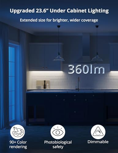 23.6in Under Cabinet Lighting, 101-LED, Dimmable, Rechargeable 4400mAh Battery, Indoor Wireless Motion Sensor Closet Light for Kitchen, Counter, Wardrobe (Silver)