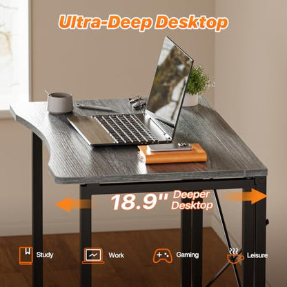 Huuger Folding Desk for Small Spaces, 31.5 Inch Foldable Computer Table - color: Grey, size: 18.9"D X 31.5"W