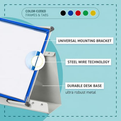 Tarifold Desktop Reference Organizer & Display System, 30 Double-Sided Pockets, 60 Sheet Capacity, Expandable, Durable Steel Wire Frames, Letter Size, Made in France, Blue - color: Blue, size: 30 Pockets