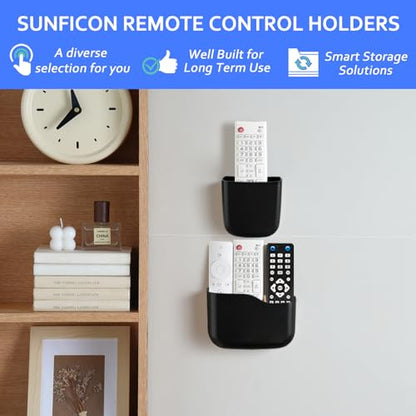 Remote Holder Wall Mount TV FAN Remote Control Holder Bedside Caddy Wall Organizer Phone Holder for Office Adhesive Media Player Controller Holder Box Tray Home Desk Nightstand 1 BIG 1 SMALL BLACK - color: 1BIG1SAMLL BLACK