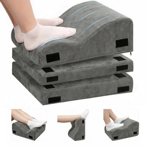 LOCKCURX Under Desk Foot Rest, 3-Level Adjustable Foot Stool (Gray) | 30D Resilient Foam, Ergonomic, Washable, Non Slip Base for Office, Gaming, Sofa & Car - color: Gray