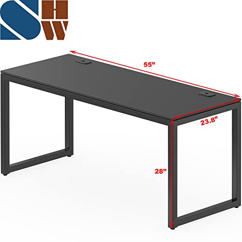 SHW 55-Inch Commercial-Grade Office Computer Desk, Black - color: Black, size: 55-Inch