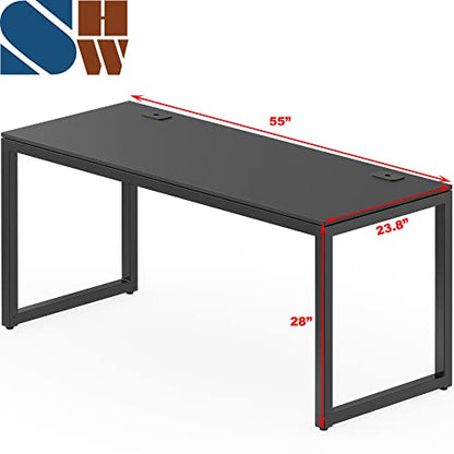 SHW 55-Inch Commercial-Grade Office Computer Desk, Black - color: Black, size: 55-Inch