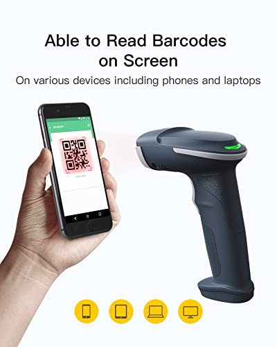 Inateck QR Barcode Scanner, 2D Wireless Barcode Scanner, 3 in 1 Barcode Reader, Screen Scanning, BCST-54 Blue - color: Blue-BCST54, size: With Smart Base