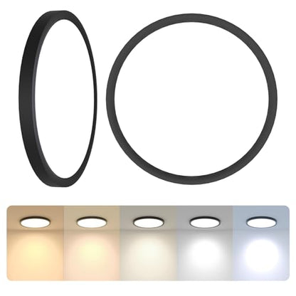 12 Inch Black LED Flush Mount Ceiling Light Fixture (2 Pcs) - color: Black, size: 12inch-2Pack