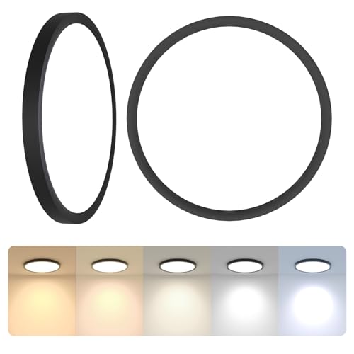 12 Inch Black LED Flush Mount Ceiling Light Fixture (2 Pcs) - color: Black, size: 12inch-2Pack