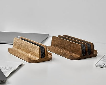 THEHRDWOOD Laptop Stand Vertical Laptop Holder for Desk - All Laptop Vertical Stand up to 0.7'' Thick - Laptop Vertical Stand Handmade of Natural Wood (Dragon Dual Ash) - color: Dragon Dual Ash