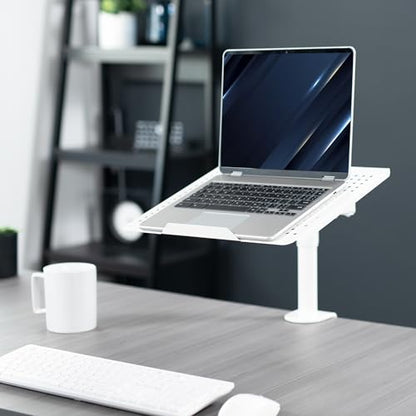 VIVO Single Laptop Notebook Desk Mount Stand, Fully Adjustable Extension with C-clamp, Fits up to 17 inch Laptops, White, STAND-V001LW