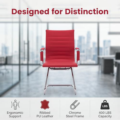 HNY 2-Pack PU Leather Office Guest Chairs - color: Burgundy, size: 2 PCS