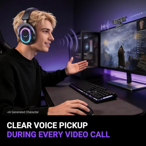 FIFINE K438 4K Resolution Webcam with Built in Microphone for Streaming | USB Computer Auto-Focus Camera, Noise Reduction Mic, Privacy Cover, 6P Lens, 76.3° FOV, Plug & Play for Podcast,Meeting