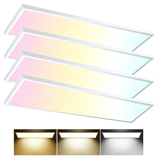 AIKVSXER 4 Pack 1x4 LED Flat Panel Light Surface Mount White, 5500LM 50W - color: White, size: 1x4FT 4PACK