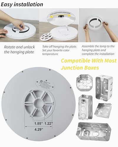 4Pack 16 Inch Dimmable LED Flush Mount Ceiling Light Panel,32W 3480LM,2700K-6000K 5 CCT Selectable,Ultra Thin Round White Ceiling Light Fixture for Hallway Kitchen Bedroom Home Office Bathroom - color: White, size: 16 INCH 4PK Dimmable 5CCT