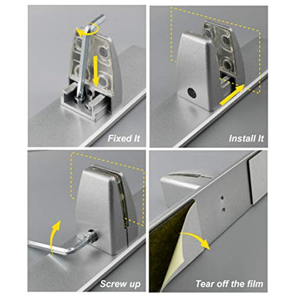 Sneeze Guard Clamp Bracket 4 Pcs Shield Base for Countertops, Heavy Duty Aluminum Partition Stand for Clear Acrylic Desktop Reception - color: Table-side-4pcs