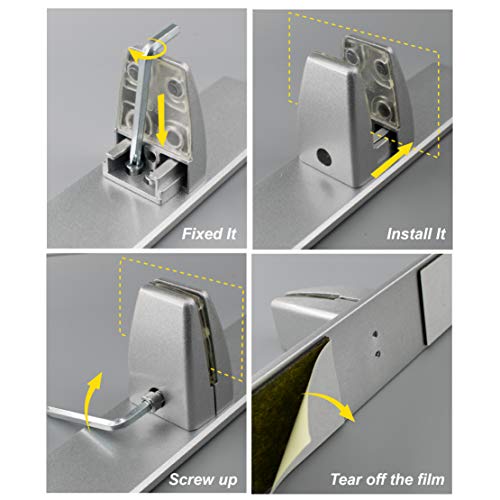 2 Pcs Sneeze Guard Clamp, Bracket Sneeze Guard Shield Base for Countertops, Stick On Heavy Duty Auminum Partition Guard Clamp, Panel Support Clamp Stand for Clear Desktop Counter Reception - color: Argentée
