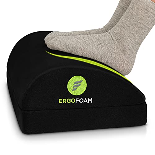 ErgoFoam Chiropractor-Endorsed Orthopedic Teardrop Design 2in1 Adjustable Under Desk Foot Rest for Lumbar Back Knee Pain (Black) - color: Black