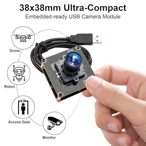 12MP USB Camera Module, USB 3.0 230FPS High Speed Camera | No Distortion 88 Degree Wide Angle Lens, Support Windows/Linux/Android/Mac OS/Raspberry Pi