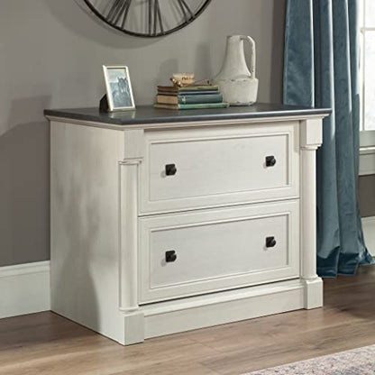 Sauder Palladia 2 Drawer File Cabinet, Lateral Filing Cabinets for Home Office, Hanging File Folders Organizer, Interlocking Drawers, in Glacier Oak Finish - color: Glacier Oak