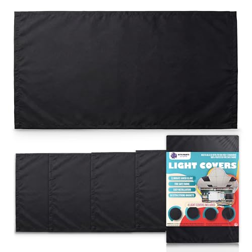 Fluorescent Light Covers for Ceiling Lights Classroom Black Magnetic 4 Pack - color: Black