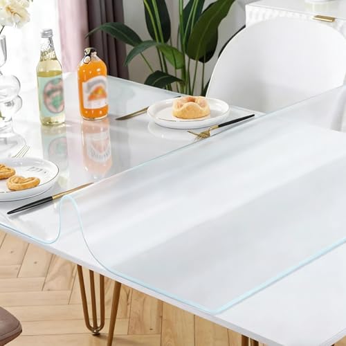 12 x 36 Inch Clear Frosted Plastic Tablecloth Protector 1.5mm Thick Waterproof Office Desk Blotter Pad Vinyl Dining Room Table Protector for Dessert Shop, Entrance Console - size: 12" x 36"
