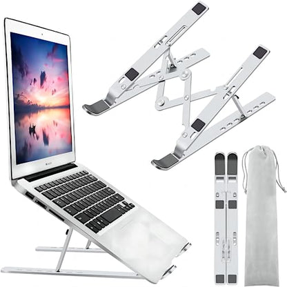 Leeboom Laptop Stand for Desk, Adjustable Foldable Aluminum Riser, Silver - color: Silver