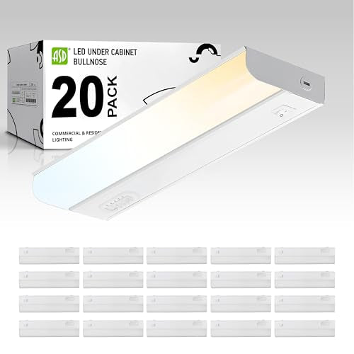 ASD LED Under Cabinet Lighting Hardwired, 12 Inch 5W 2700K-5000K Selectable, 442LM, CRI90+, Direct Wire Linkable Under Counter Lights for Kitchen, Dimmable Under Cabinet Lights, White, UL, 20 Pack - color: 12 Inch White, size: 20 Pack
