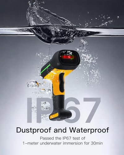 Inateck Industrial Barcode Scanner Bluetooth, 1D Scanner Wireless with IP67 Waterproof and Dustproof, Handscanner with App & SDK，BCST-61 - style: 1D IP67