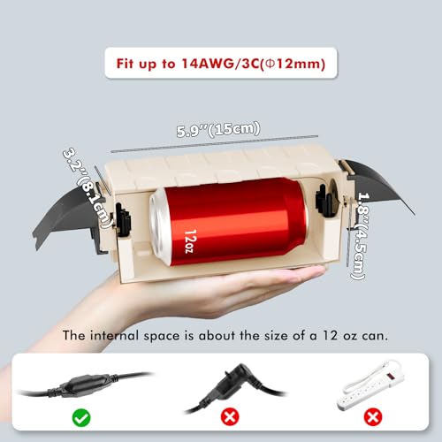 Flemoon IP55 Small Outdoor Electrical Box Waterproof, for Power Strip | Inner 5.9 x 3.2 x 1.8inch, Extension Cord Cover with Detachable Awning Covers for Plug, Outlet, Holiday Lights, Almond - color: Almond, size: Small