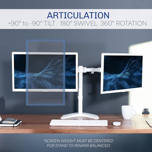 VIVO Dual LED LCD Monitor Free-Standing Desk Stand - color: White, size: 13" - 27" screens