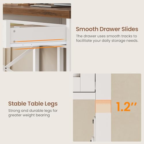 SEDETA 40" Farmhouse Small Desk with Drawers for Small Space, Bedroom - color: White
