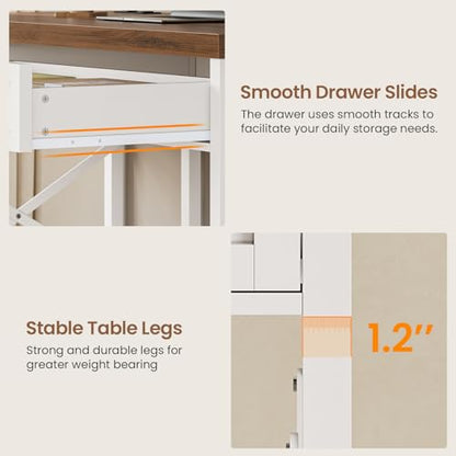 SEDETA 40" Farmhouse Small Desk with Drawers for Small Space, Bedroom - color: White