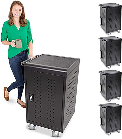 4-Pack | Line Leader 30 Unit Mobile Charging Cart with Locking Cabinets | UL Safety-Certified Charging Station for 30 Tablets, Laptops or Chromebooks | ANSI/BIFMA Standard Laptop Cart & Storage Cart - size: 4 PACK - 30 Tablet/Chromebook