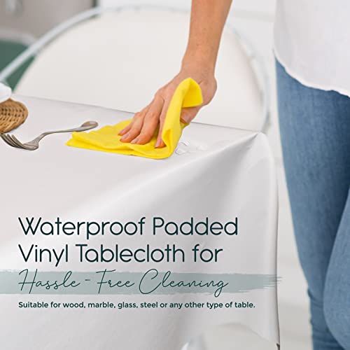 Premium Table Pad Protector Superior Protection from Spills, Scratches & Heat- Reusable Vinyl Table Cloth with Cushion Flannel Backing (52" Round) - size: 52" Round