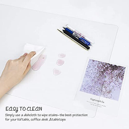 Oterri Clear Writing Desk Pad, 16’’x24” Heat Resistant Waterproof PVC Round Edge Durable Desk Protect Mat, Anti-Static Writing Mat Table Protector - size: 16" x 24"