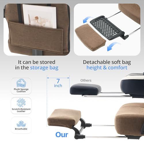 Desk Computer Gaming Chair - Ergonomic Game Office Chair with Extended Footrest and Massage Lumbar Support, Home Gamer Video Game Chairs with Spring Cushion for Adults (Pro Brown Leather) - color: Pro Brown Leather