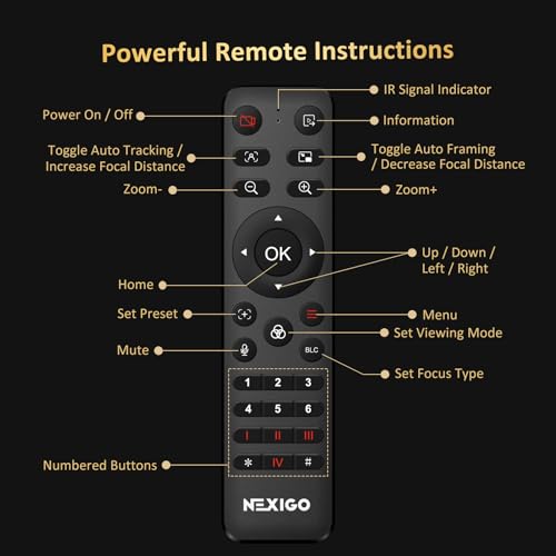 NexiGo PTZ Camera 20X Optical Zoom with PoE HDMI/3G-SDI/USB/LAN IP Streaming Outputs, Auto AI Tracking for Video Conferencing Live Streaming Meeting Church Services Worship Skype Zoom Teams OBS - color: Black