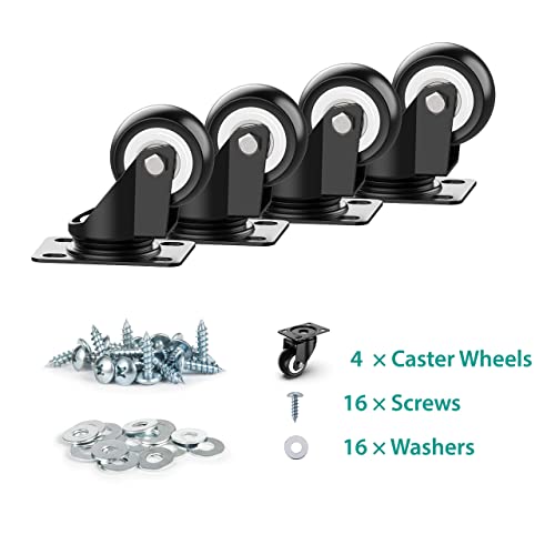 HOLKIE 2 Inch Swivel Caster Wheels - Heavy Duty 600 Lbs Capacity (Pack of 4) - Silent Polyurethane Casters No Brake - Non-Marking Rubber Replacement Wheels for Furniture, Cart, Workbench & Dolly - style: 2" no brakes 4pcs-600lbs