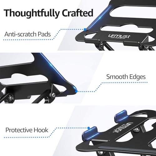 Urmust Adjustable Laptop Stand for Desk, 10-15.6“ Laptop Riser, Black - color: A-Black