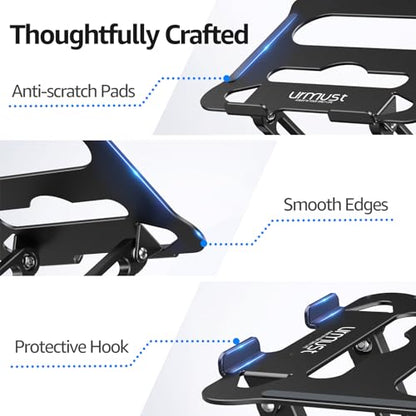 Urmust Adjustable Laptop Stand for Desk, 10-15.6“ Laptop Riser, Black - color: A-Black
