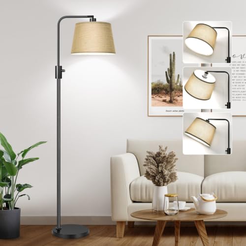 Nintiue Dimmable Floor Lamp, 1000 LM LED Edison Bulb Included, Arc Floor Lamps for Living Room Modern Standing Lamp Tall Lamps for Living Room Bedroom-Champagne - color: Champagne gold-Linen Shade