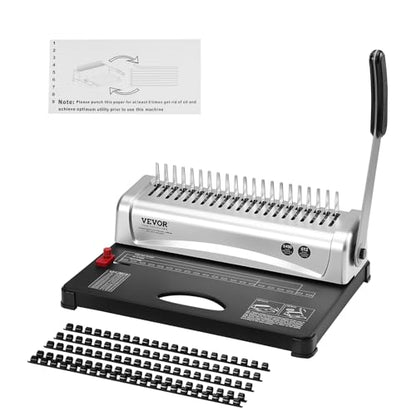 VEVOR Binding Machine, Comb Binding Machine 21-Holes Binding 450 Sheets, Book Binder Machine with 100 PCS 3/8'' Comb Binding Spines, for Letter Size, A4, A5 - style: Comb Binding