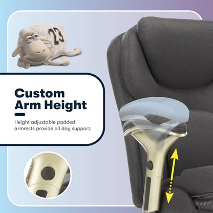 Serta Claremont Executive Office Chair with Back-In-Motion Technology, Ergonomic Mid-Back with Pivot Lumbar Support & Seat, Plush Cushion, Body Pillows, Adjustable Arms, Dark Gray Fabric | Claremont, Adjustable Arms & Height, Foam Seat and Headrest Cushio